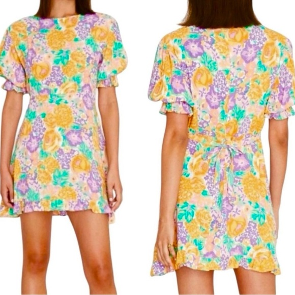 Faithfull The Brand Florence Ade Floral Print Mini Dress Size 8 - Picture 11 of 11